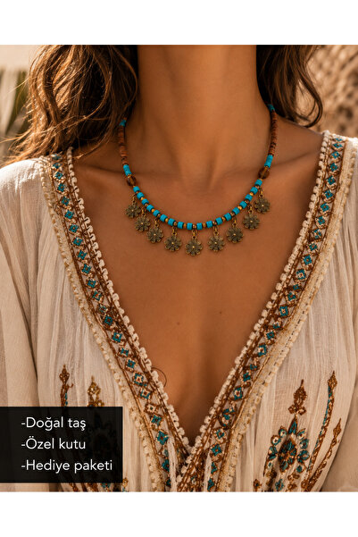 HER ŞEY NOTA www.herseynota.com Bohemian Mireya Flower Turquoise Daisy Beaded...