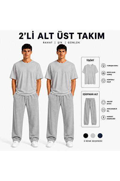 JULİA MODA 2-Piece Men's Sweatpants and Top Set, Lightweight and Breathable F...