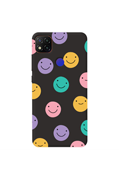 Other Xiaomi Redmi 9c Colorful smiles Black Colored Silicone TPU Θήκη