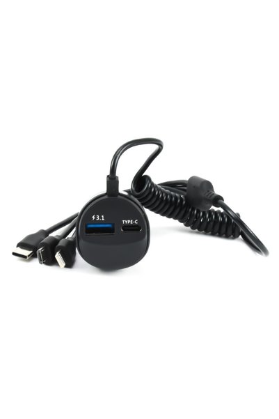 Andowl Φορτιστής Αυτοκινήτου 12-24V USB3.1, Type-C &amp; Καλώδιο Type-C, Ligh...