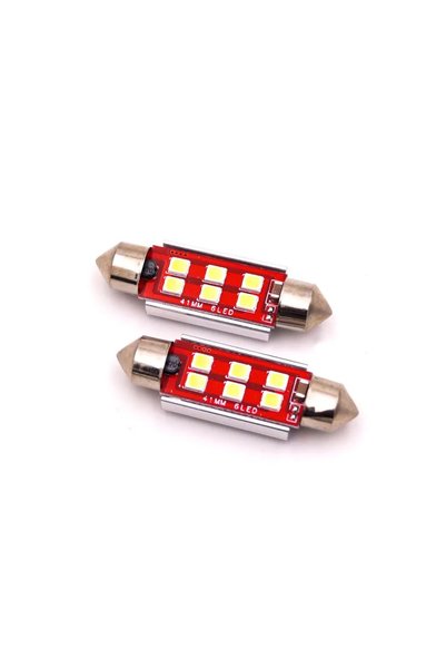OEM Σωληνωτός 41mm CAN BUS με 6 philips smd 6000Κ Σετ 2τμχ