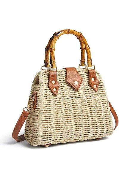 Arabest Women's Cross Body Handbags,Straw Woven Beach Bag,Summer Handmade Pur...