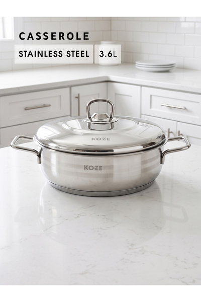 KOZE 26Cm/3.6L Stainless Steel Deep Stockpot - 18/10 Base