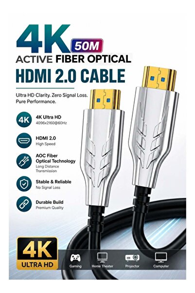 Generic HD 4K HDR Active Fiber Optical Cable (AOC) HDMI 2.0 Cable 50M | 18Gbp...