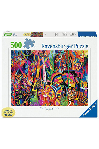 RAVENSBURGER Puzzle Jeweled Jungle, piese mari, Multicolor, 500 piese