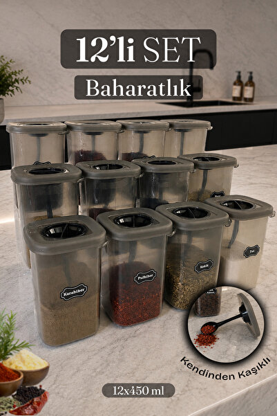 naturelove 12-Piece Spice Storage Container Set with Spoons - Spice Rack Set ...