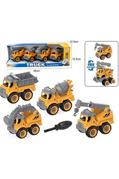 OEM Merkpol set 4 vehicule de construcții de asamblat cu surubelnita 3+