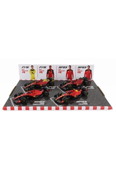 BBURAGO Set 4 machete Formula 1 Ferrari Leclerc/Sainz 2022-2023 - 1/43