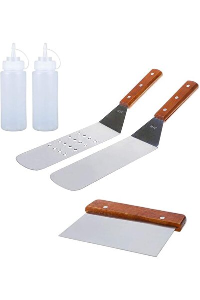 The Bros 5 Piece Professional Grade Stainless Steel BBQ Grill and Griddle Spa...