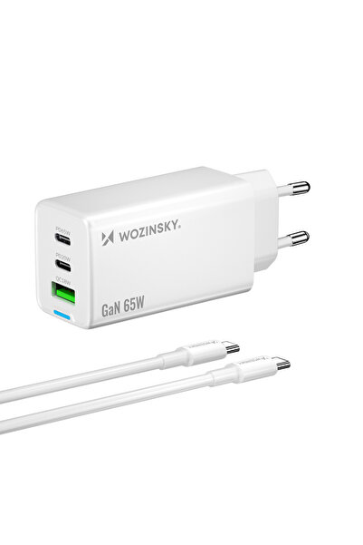 WOZINSKY Încărcător GaN de 65W USB-C/USB-A Alb