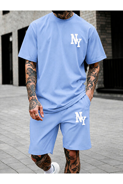ZAVIXO Men's Black Oversize Printed Shorts Set Casual and Sporty Style
