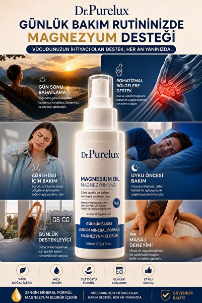 Dr.Purelux Magnezyum Yağı - Yorgunluğa Karşı Destekleyici, Kas, Eklem, Boyun ...