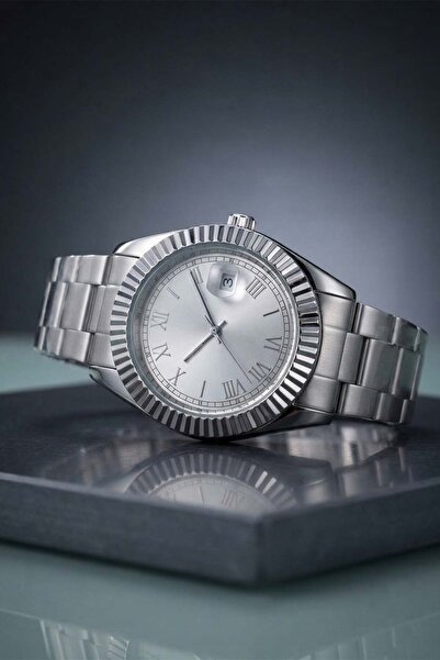 GANYMET Berry Men's Silver Color Metal Band Analog Wrist Watch – Roman Numera...