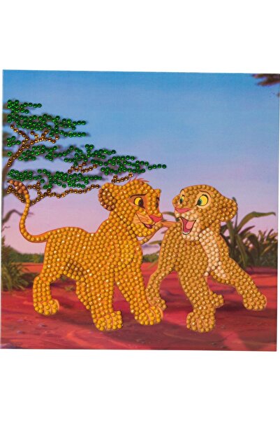 OEM Set creativ tablou cu cristale, Craft Buddy, Simba si Nala, 18 x 18 cm