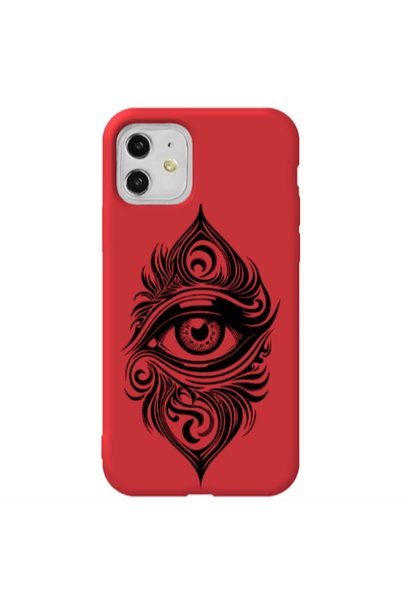 Other Apple iPhone 11 Eye patterned drawing Red Colored Silicone TPU Θήκη