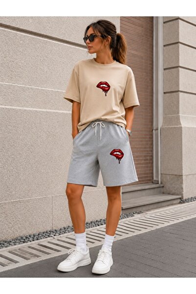 orwen life est. 2022 Oversize Women's Shorts Set Crew Neck Short Sleeve T-Shi...