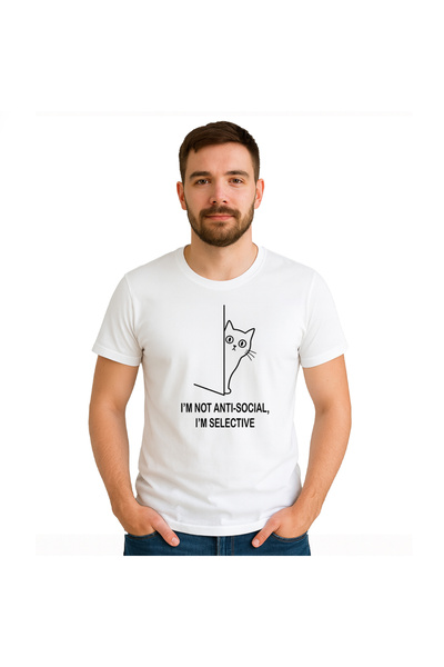 OEM Tricou barbat I'm not anti-social,I'm selectiv , 100%bumbac