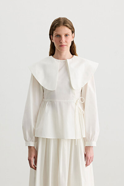 BE BLUE White Wide-Collar Shirt