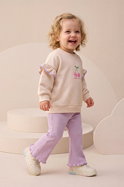 Minipodyum Baby Girl Top and Bottom Set with Spanish Flared Cherry Print and ...