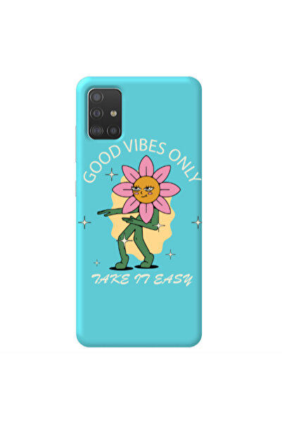 Other Samsung A51 Good Vibes Only Turquoise Colored Silicone TPU Θήκη