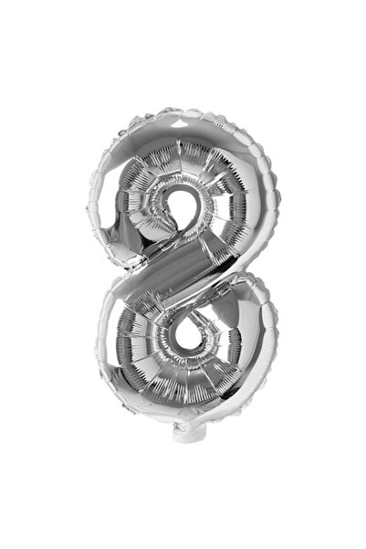 duoguo Balon din folie, Numărul 8, 80 cm, Pentru aer sau heliu, Argintiu