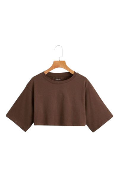 OEM Top scurt, casual, maro, S