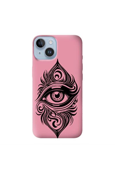 Other Apple iPhone 14 Plus Eye patterned drawing Pink Colored Silicone TPU Θήκη