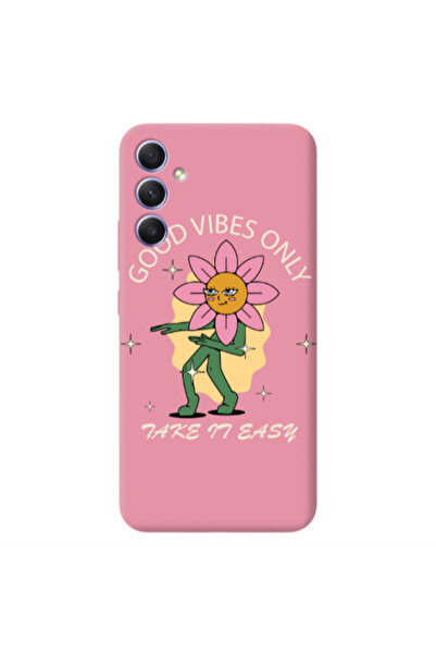 Other Samsung A15 5G Good Vibes Only Pink Colored Silicone TPU Θήκη