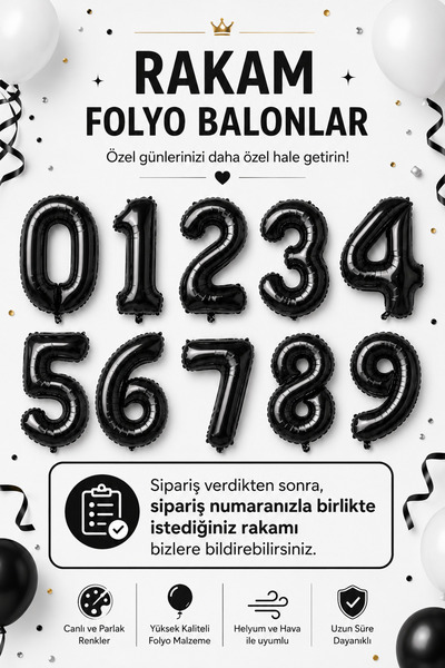 Doğasüs 76 cm Rakam Folyo Balon Büyük Boy Yaş Balonu