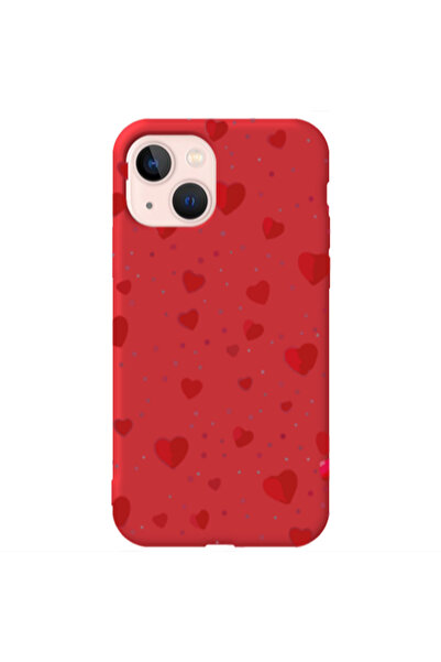 Other Apple iPhone 13 Dot hearts Red Colored Silicone TPU Θήκη