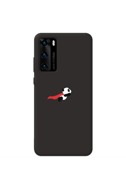 Other Huawei P40 kite flying panda Black Colored Silicone TPU Θήκη