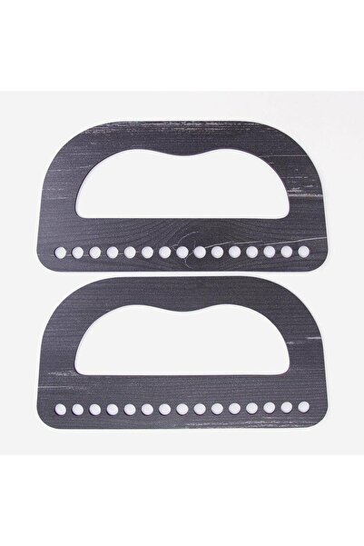 CraftMaxi Wooden Bag Holder - Perforated D Model - 2 Pieces Black - 20X10 cm