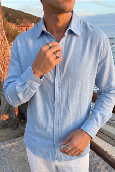 Livio Ferri Jora Premium %100 Pamuk Keten Regular Fit Erkek Gömlek