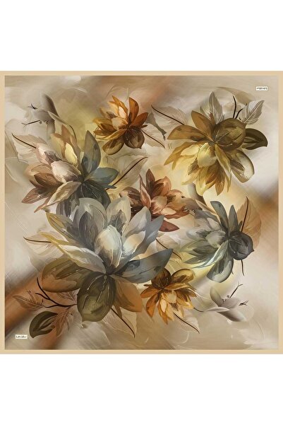 Levidor Oil Green Leaf Patterned Sura Silk Scarf
