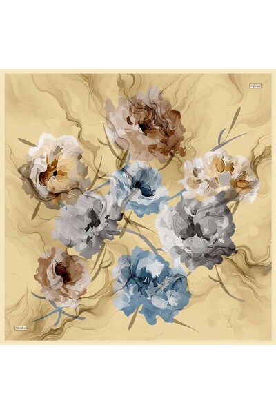 Levidor Yellow Wave Pattern Sura Silk Scarf