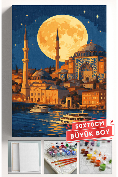Akihabara Sayılarla Boyama Hobi Seti Çerçeveli Numaralı Tuval Fırça Boya Dahi...
