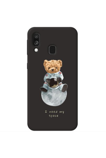 Other Samsung A40 Bear in space Black Colored Silicone TPU Θήκη