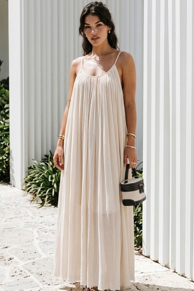 Suziş Cuffed Collar Lininged Strappy Dress 3173