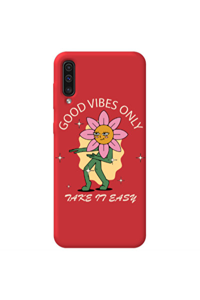 Other Samsung A70 Good Vibes Only Red Colored Silicone TPU Θήκη