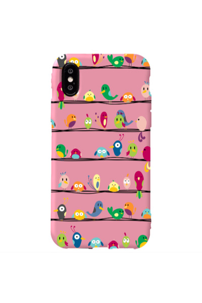 Other Apple iPhone Xs Max birds Pink Colored Silicone TPU Θήκη