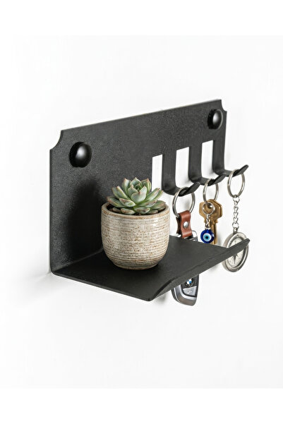 Enova Art Raflı 3 Askılı Metal Anahtar Askılığı, Duvar Tipi Anahtar Organizer