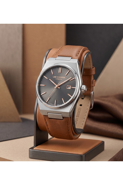 Lee Cooper London 39 mm Erkek Kol Saati Antrasit Kadran Deri Kordon Takvimli ...