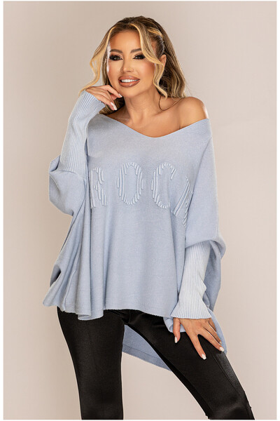 OEM Pulover bleu dama supradimensionat, S/M/L