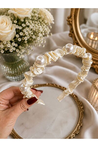 modernist Pearl Detail Satin Gathered Women's Crown