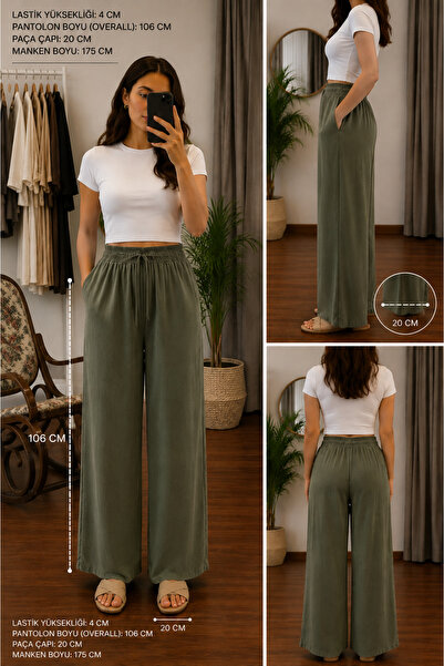 MODA بنطلون لينا مستقيم الساق - كاكي