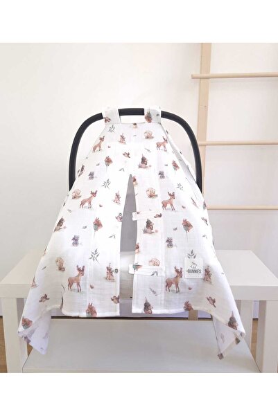 jr.bunnies 100% Cotton Muslin Stroller Cover 90X110 cm |   Small Forest Patte...