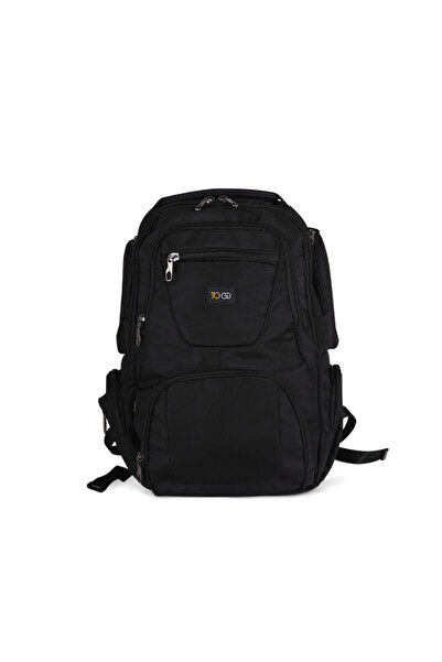 TOGO Adventure Black Travel Backpack with Laptop Compartment and Rain Cover