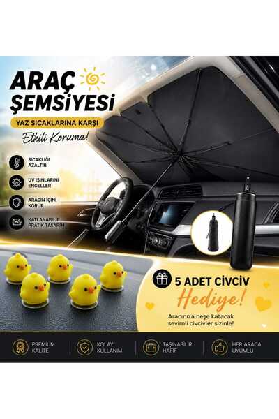 Razmo Car Sunshade Umbrella Foldable Windshield Sun Protector + 5 Cute Chick ...