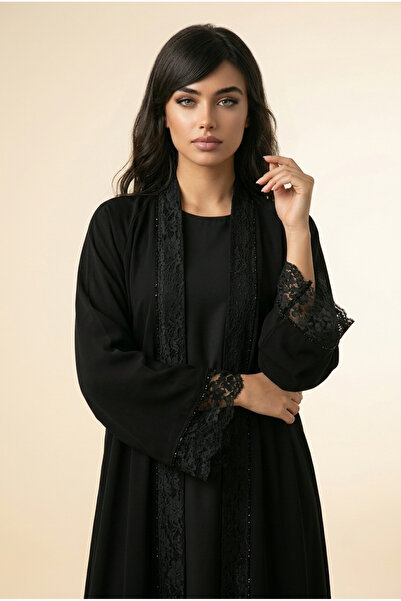 almasa alswda Abaya Niche Kluh Lace Wrap Style Suitable for All Seasons