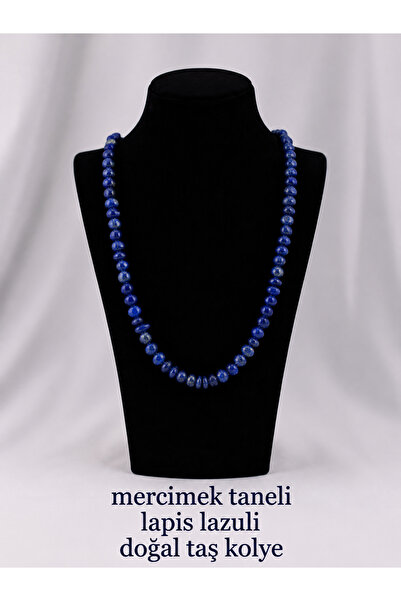 best bioenerji taş terapi Lapis Lazuli Lentil Grain Natural Stone Necklace 45...